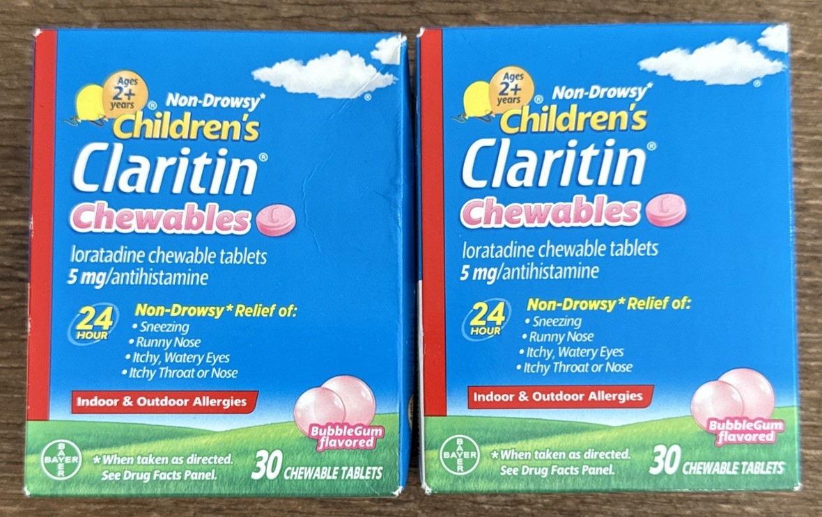 Claritin Children’s 60 Bubblegum Chewable Tablets Allergy Relief, Exp 5/2026+