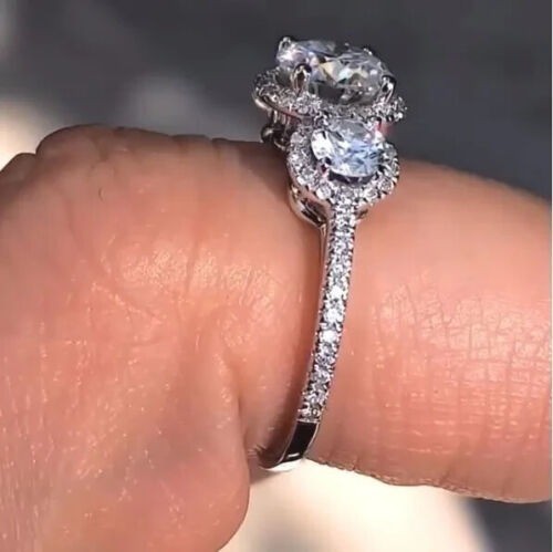 2.10 Ct Round Cut White Diamond Lab-Created Engagement Ring 925 Sterling Silver
