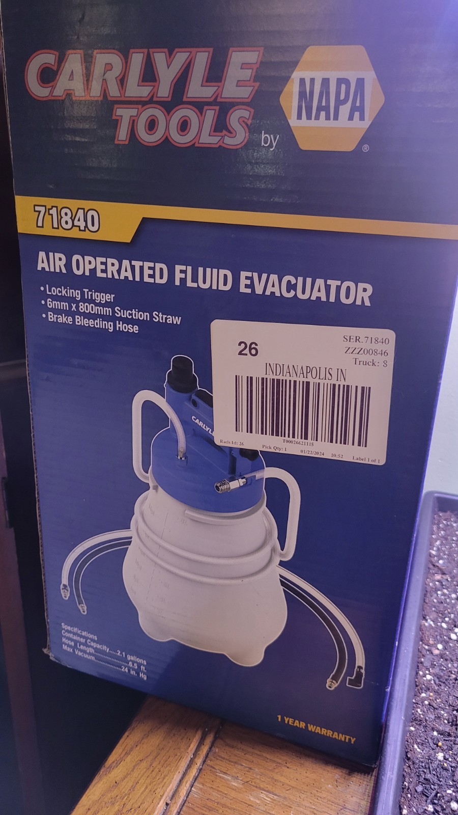 Carlyle Tools By NAPA 71840 Air Operated Fluid Evacuator 2.1 Gal. Brake Bleeder