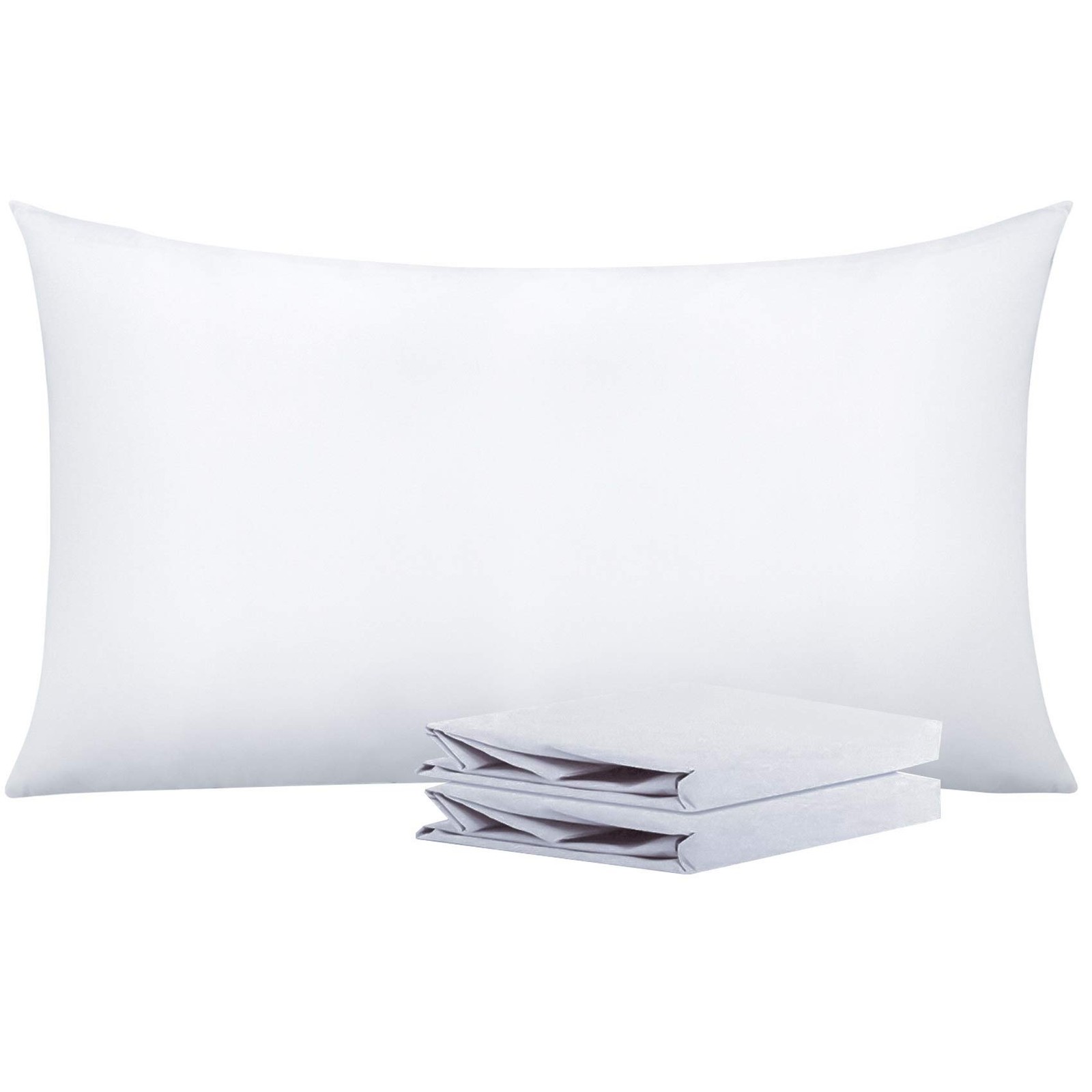 NTBAY King Pillowcase Set - 2 Pack Brushed Microfiber (20" x 36"), White