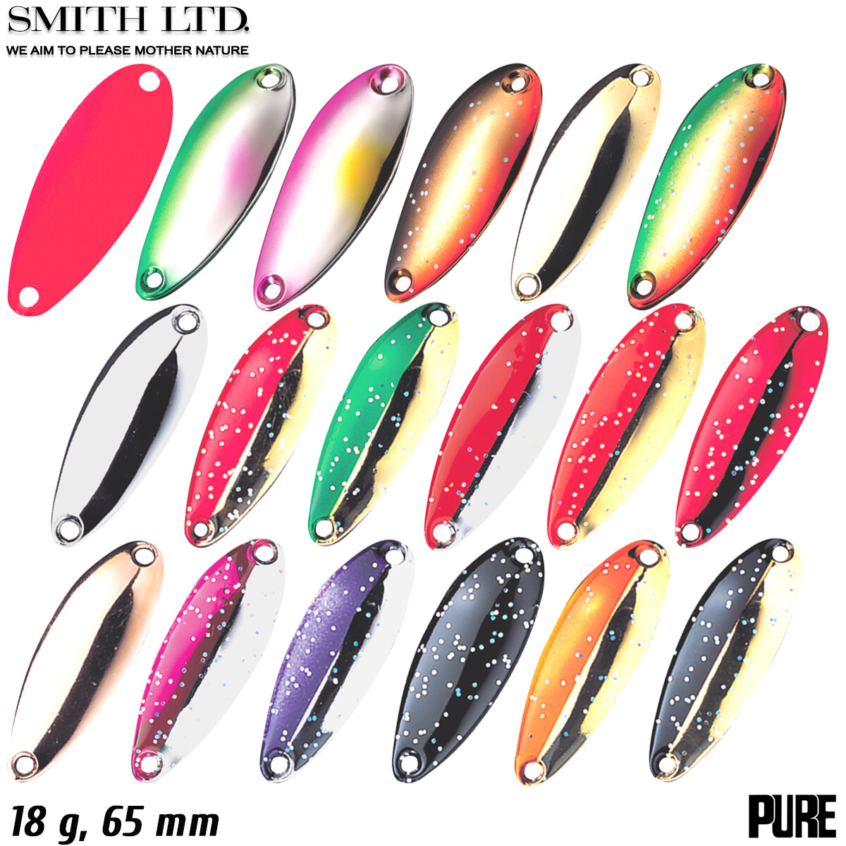 Smith Pure 18 g, 65 mm Assorted Colors Native Trout Spoon