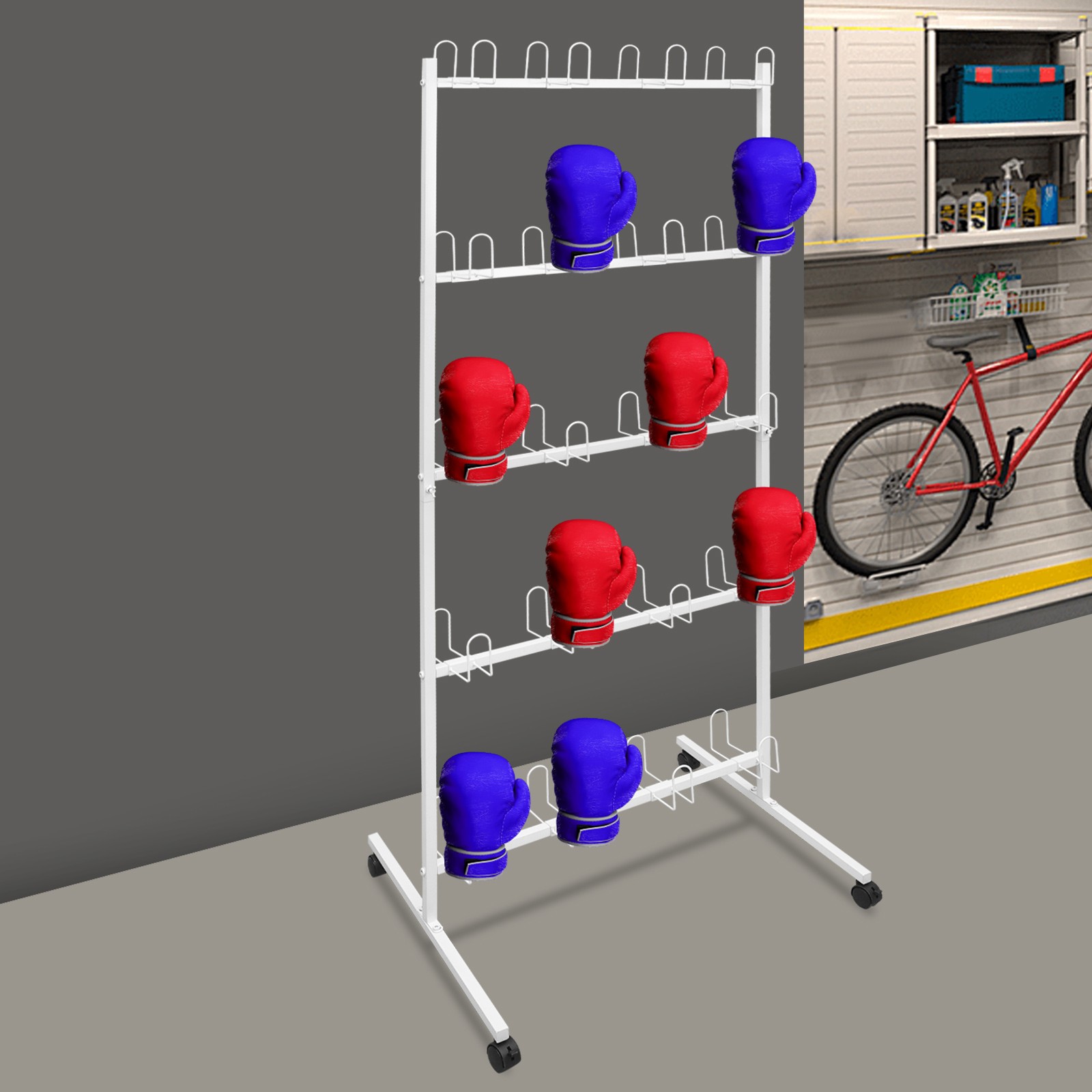 Boxing Glove Storage Stand w/ Wheels Metal Boxing Glove Drying Display Rack NEW