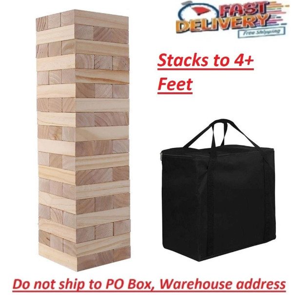 Outdoor Games Giant Tumble Tower (Stacks to 4+ Feet), Large Tumbling Timber, ...