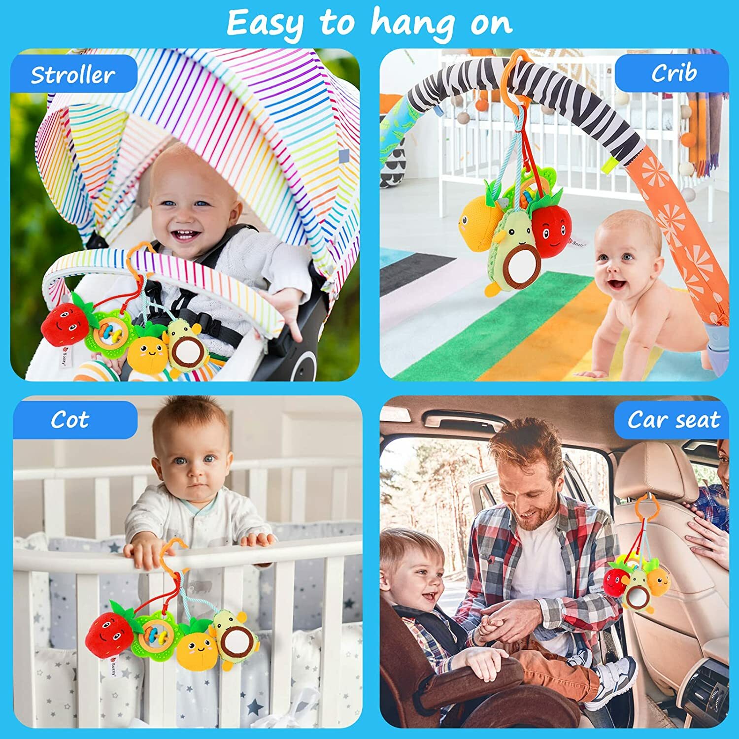 Baby Stroller Crib Soft Toys Cot Pram Hanging Rattle for Toddlers Girls Boys US