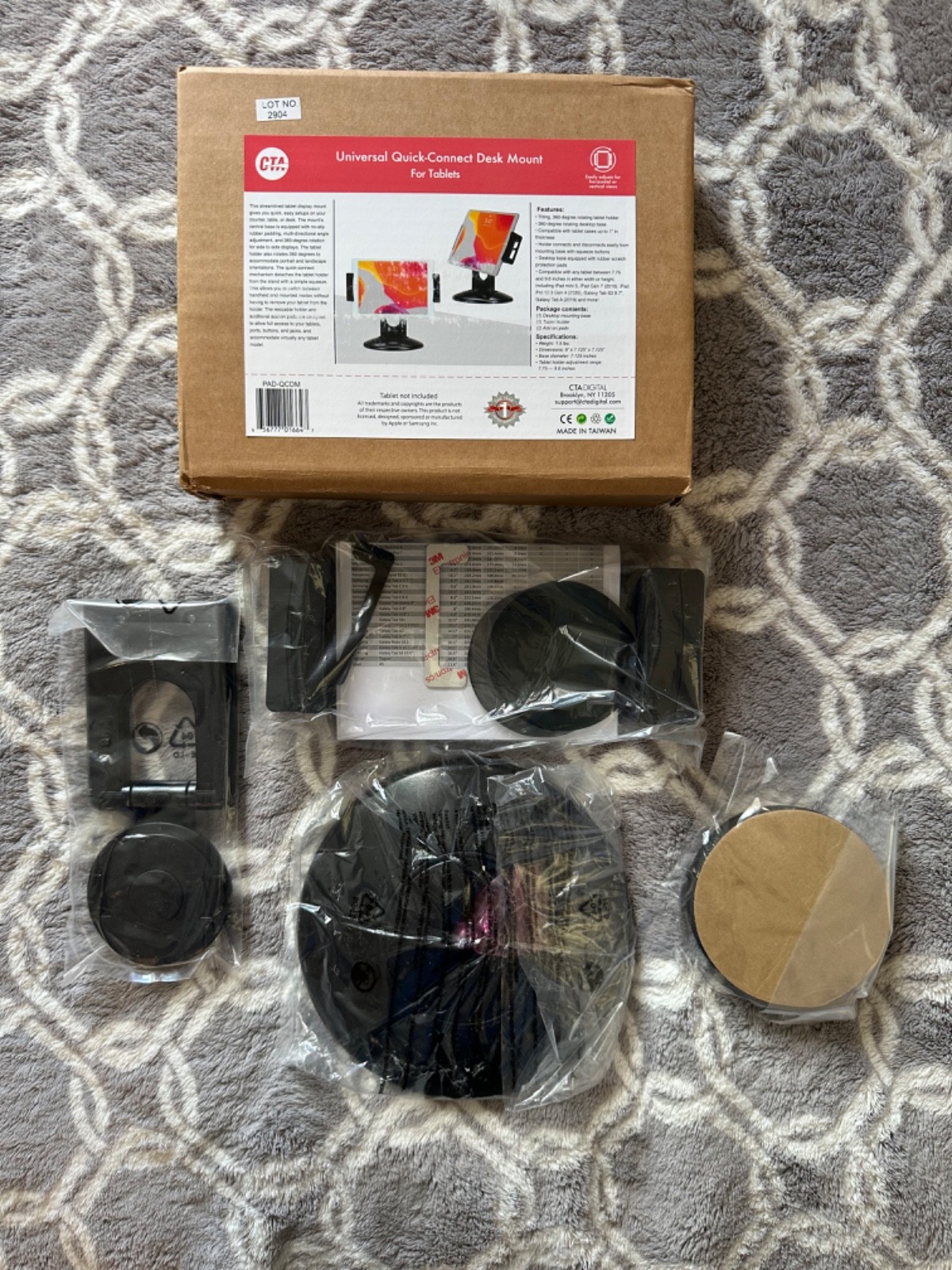 CTA Digital Universal Quick-Connect Desk Mount For Tablets PAD-QCDM NEW Box Open