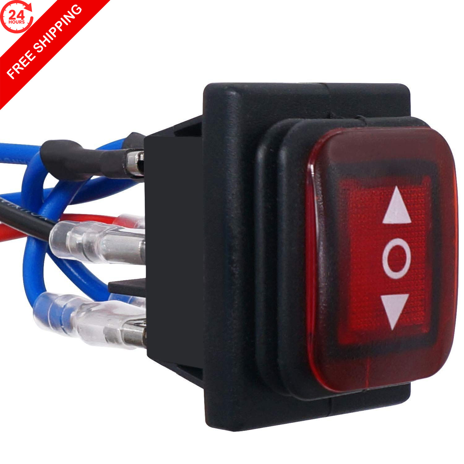 TWTADE Latching Polarity Reverse Switch Waterproof Rocker LED+Waterproof, Red