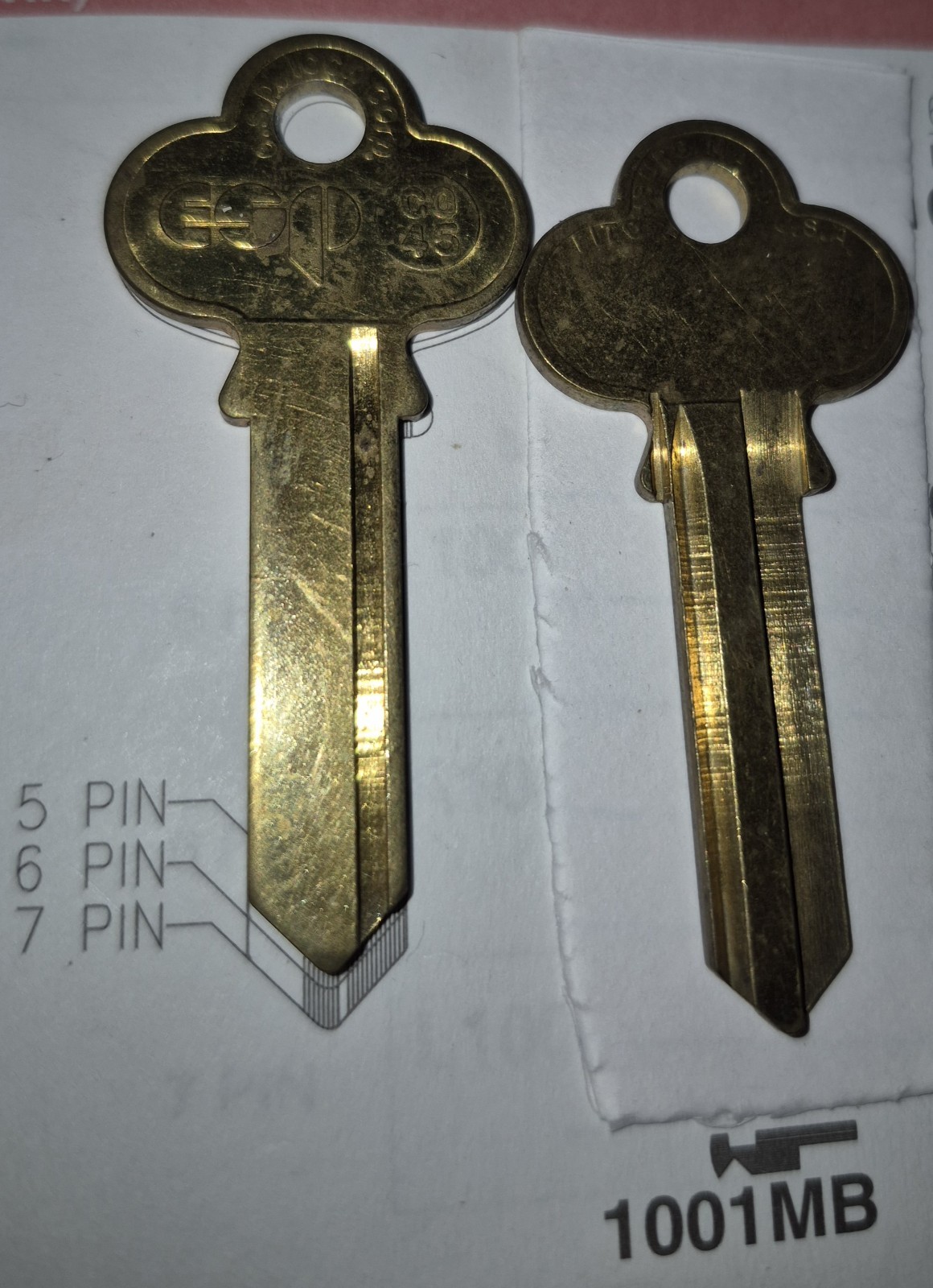 Corbin 1001MB, CO45, Vintage (1) Key Blank.