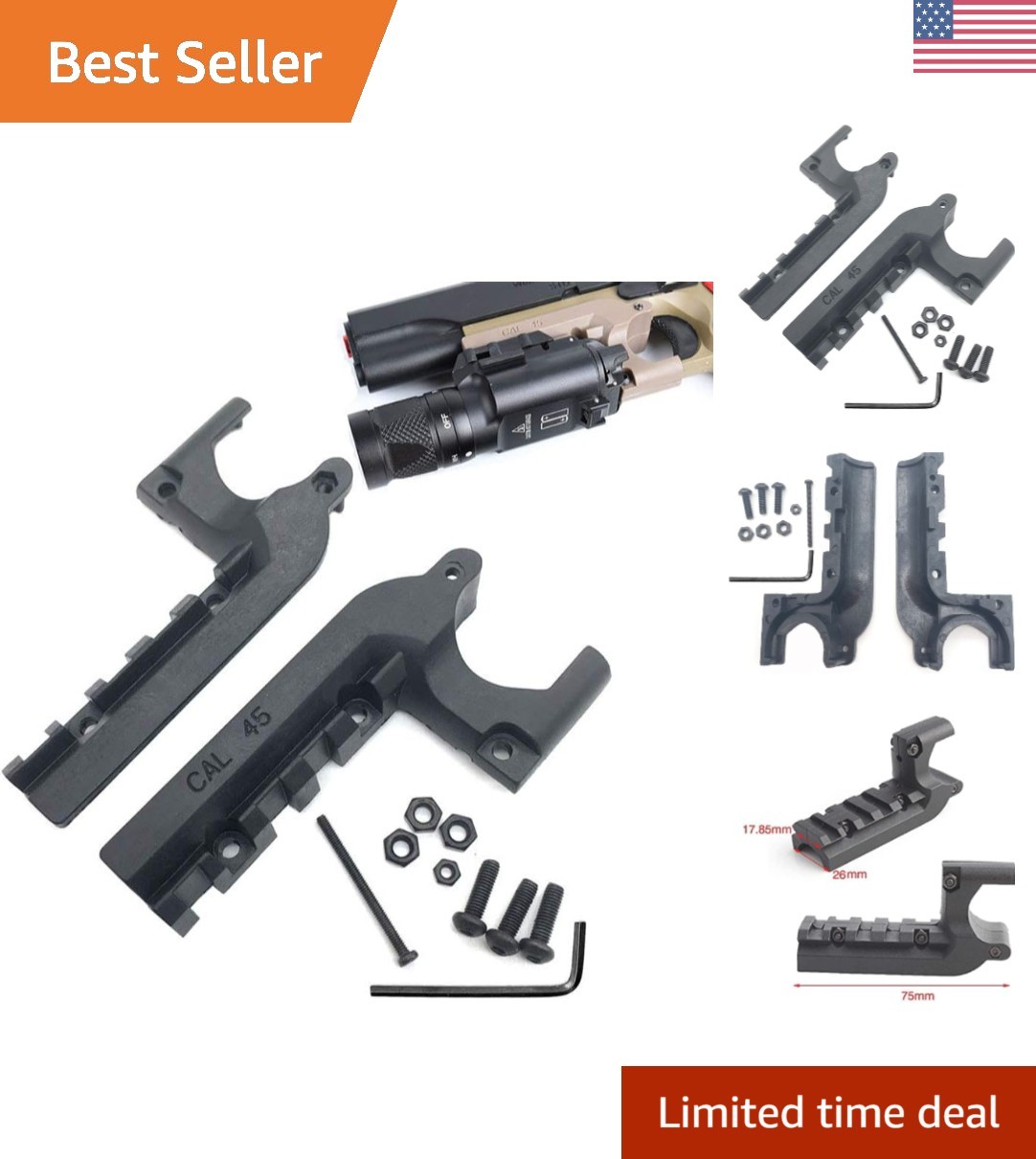 Durable Polymer 20mm Rail Mount for Colt 1911 & Clones - Tactical Accessory
