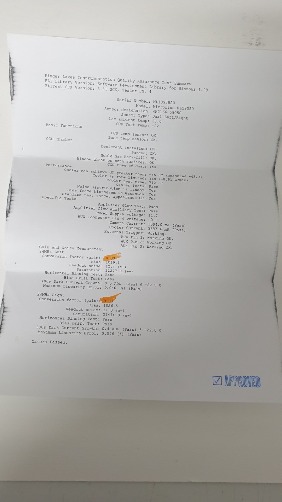 FLI MicroLine ML29050 CCD Camera, Model ML29050