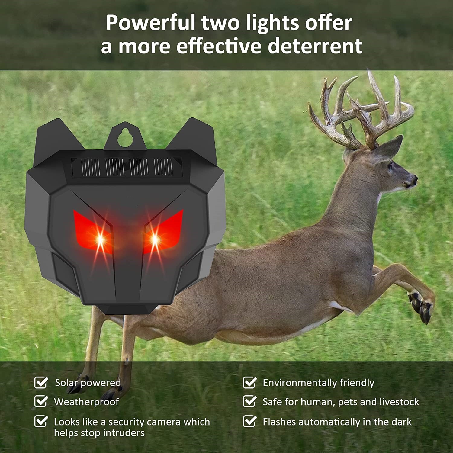 4 X Solar Powered Nocturnal Wild Animal Repeller Bionic Eyes Predator For-Yard