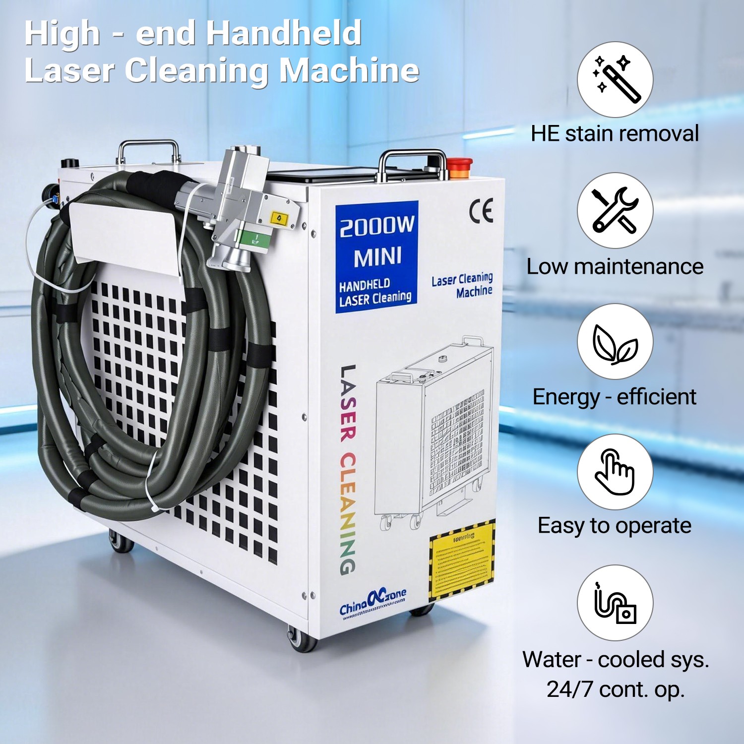 Handheld 2000W Fiber Laser Cleaning Machine Metal Rust Oil Wood Paint Removal US