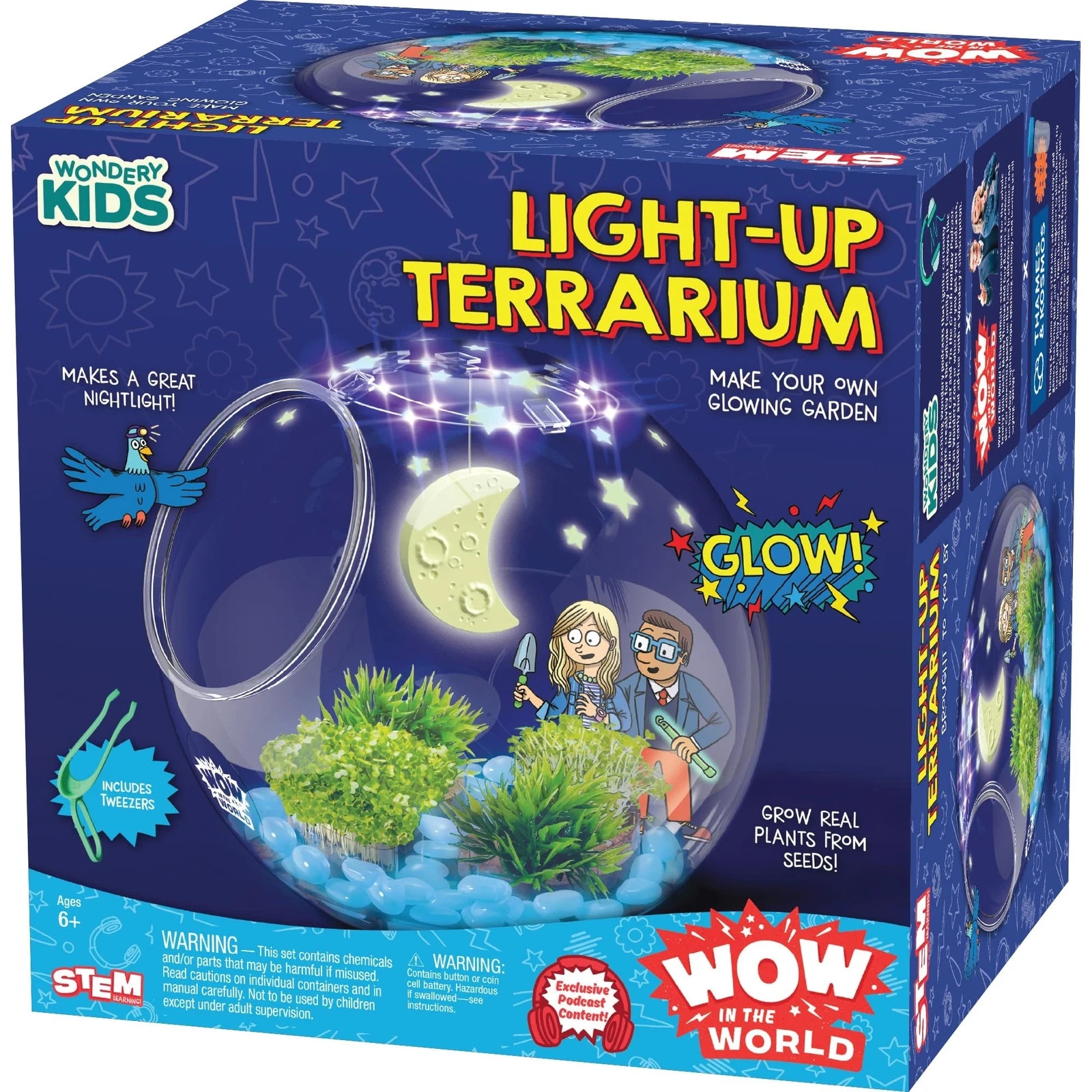 Glowing Terrarium STEM Kit with Seeds LED Lights and Educational Guide