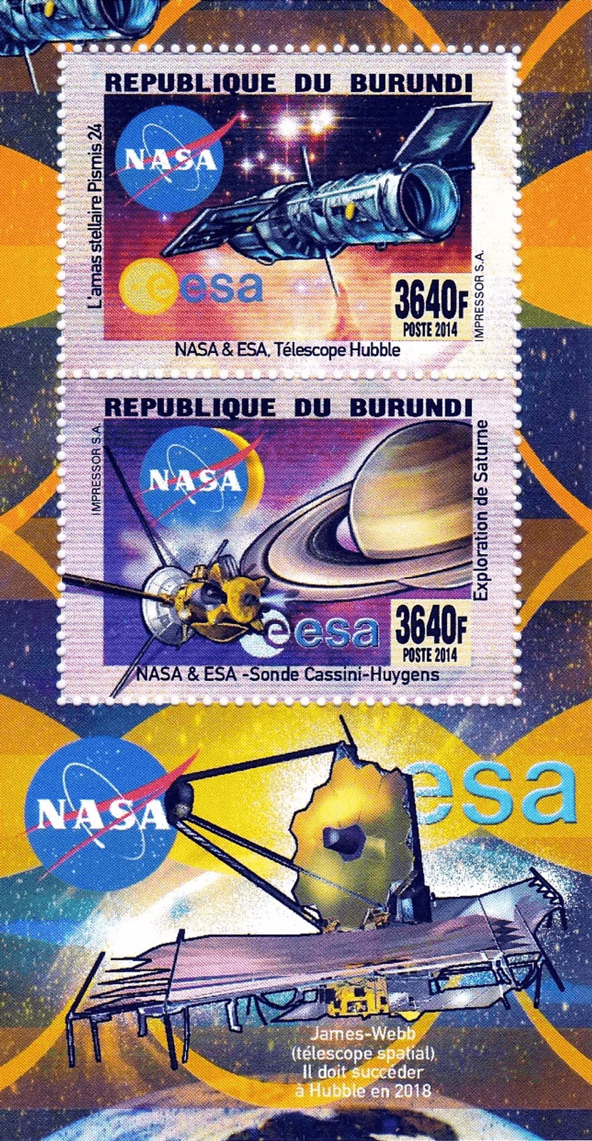 Burundi 2014 Space Perf. NASA Collective Stamp Block