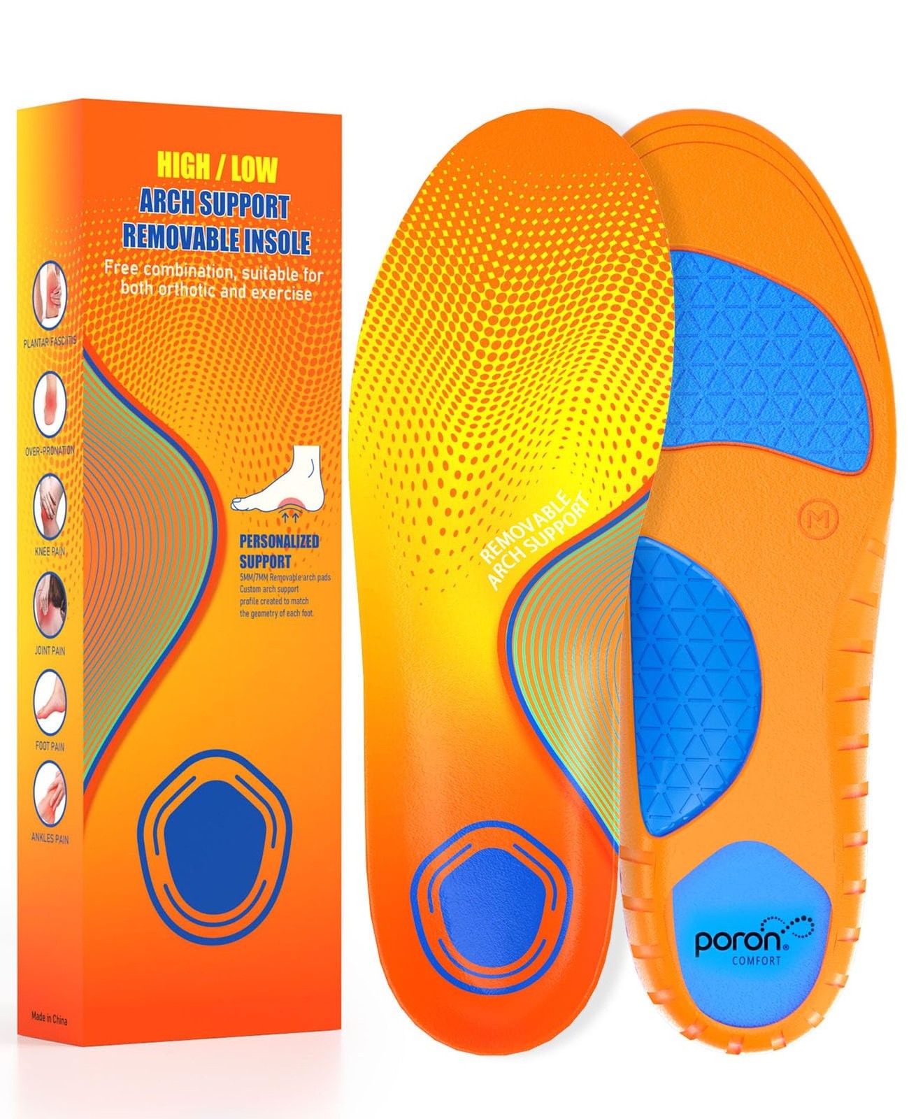 Plantar Fasciitis Insoles for Men & Women,High Arch Support Insoles for Pain ...