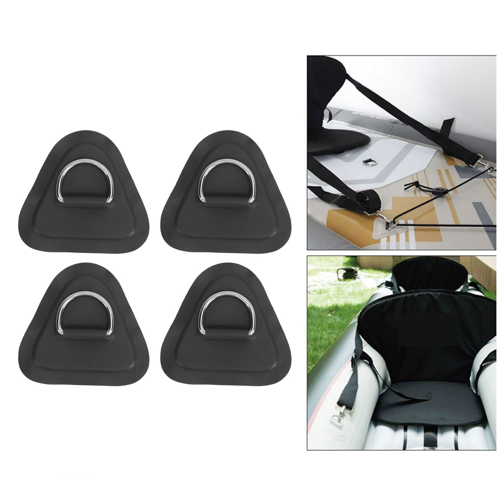 BLACK 4 Pcs D Patch Stainless Steel D Pad For Inflatable Surfboard