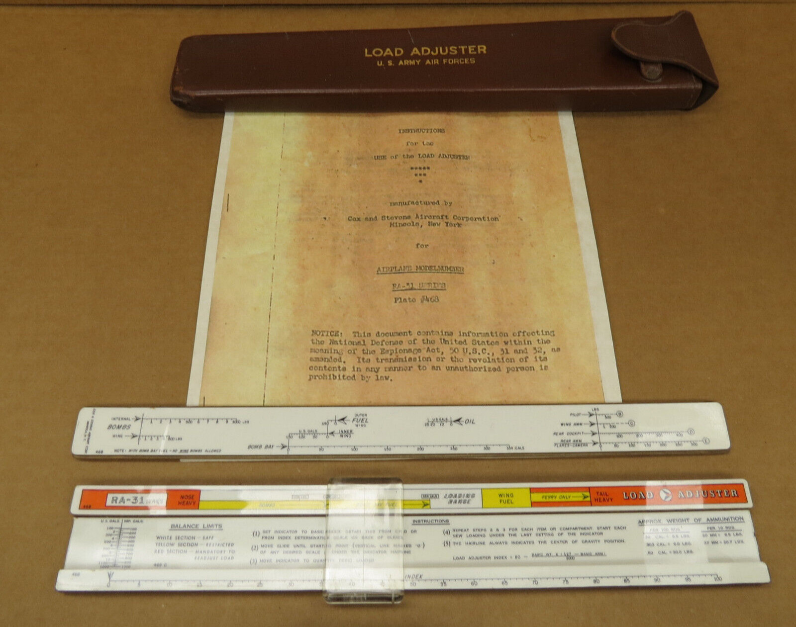 RA-31 Consolidated Vultee RARE WWII Aircraft Load Adjuster in Original Case