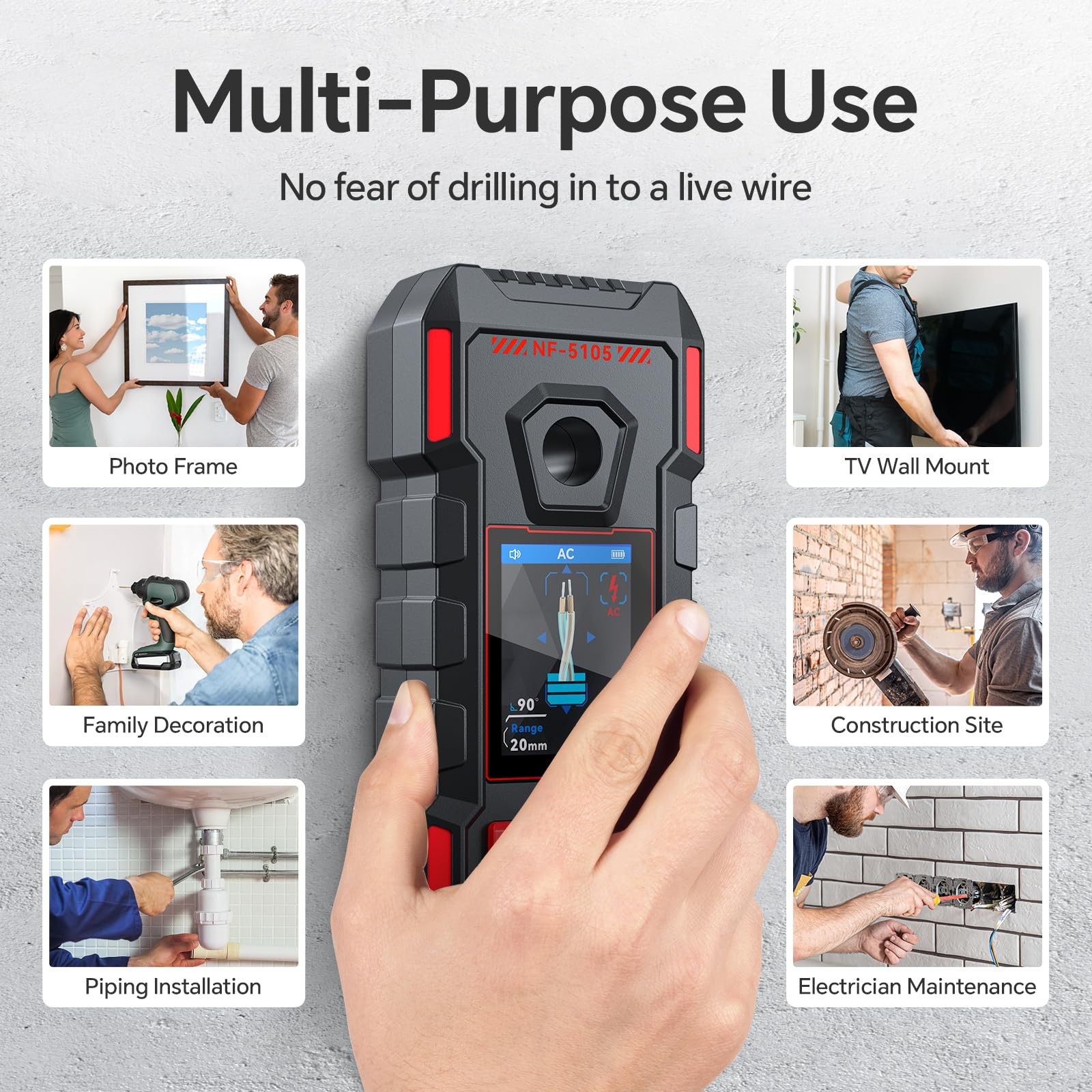 Stud Finder, Rechargeable Stud Finder Wall Scanner with Upgraded Intelligent ...
