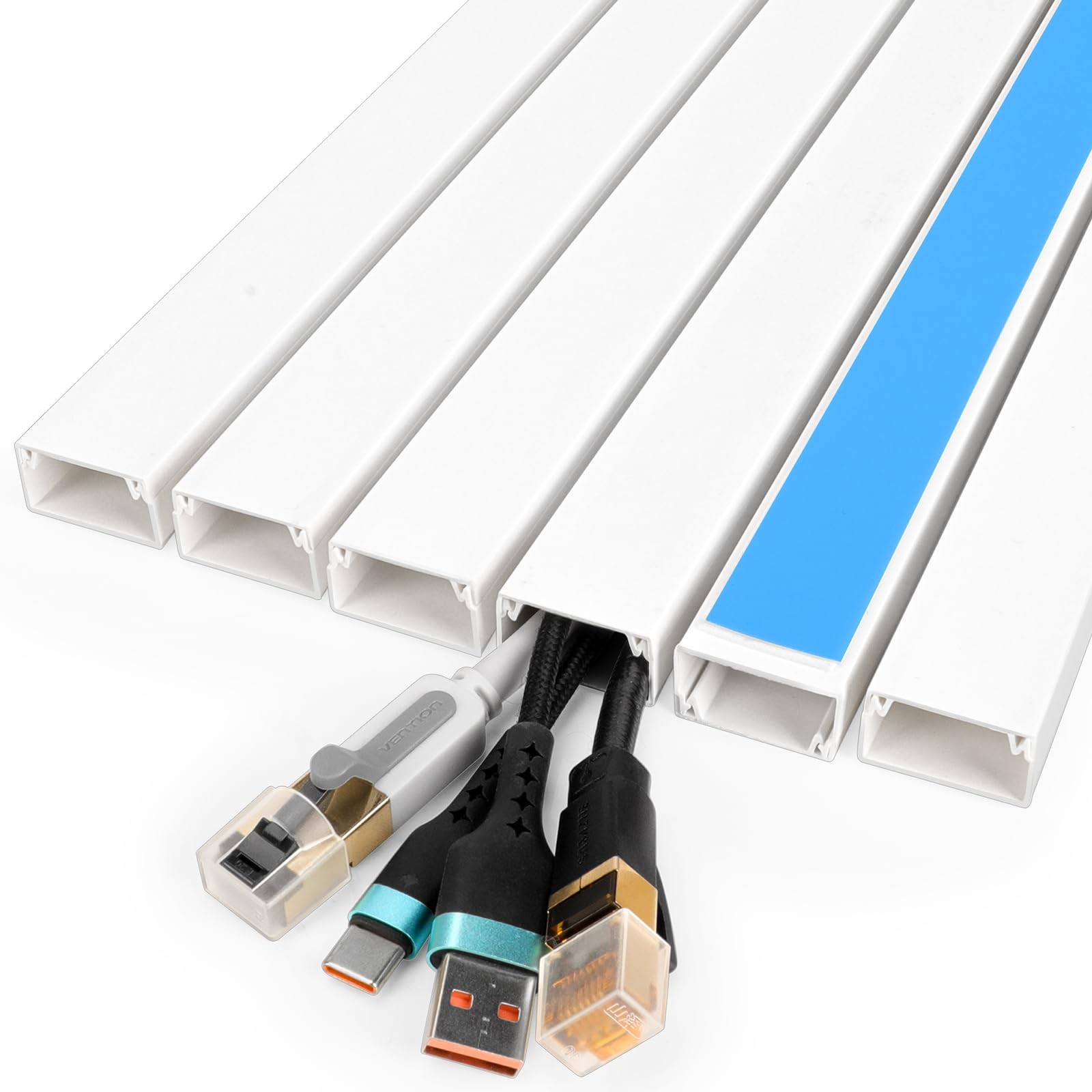 87 Inch Cord Hider Kit Paintable Cord Covers Self Adhesive Cable Hider, 6 Pcs