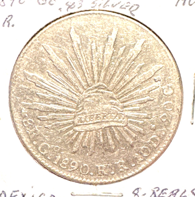 Mexico 1890 Go R.R. 8 Reales KM 377.8 AU