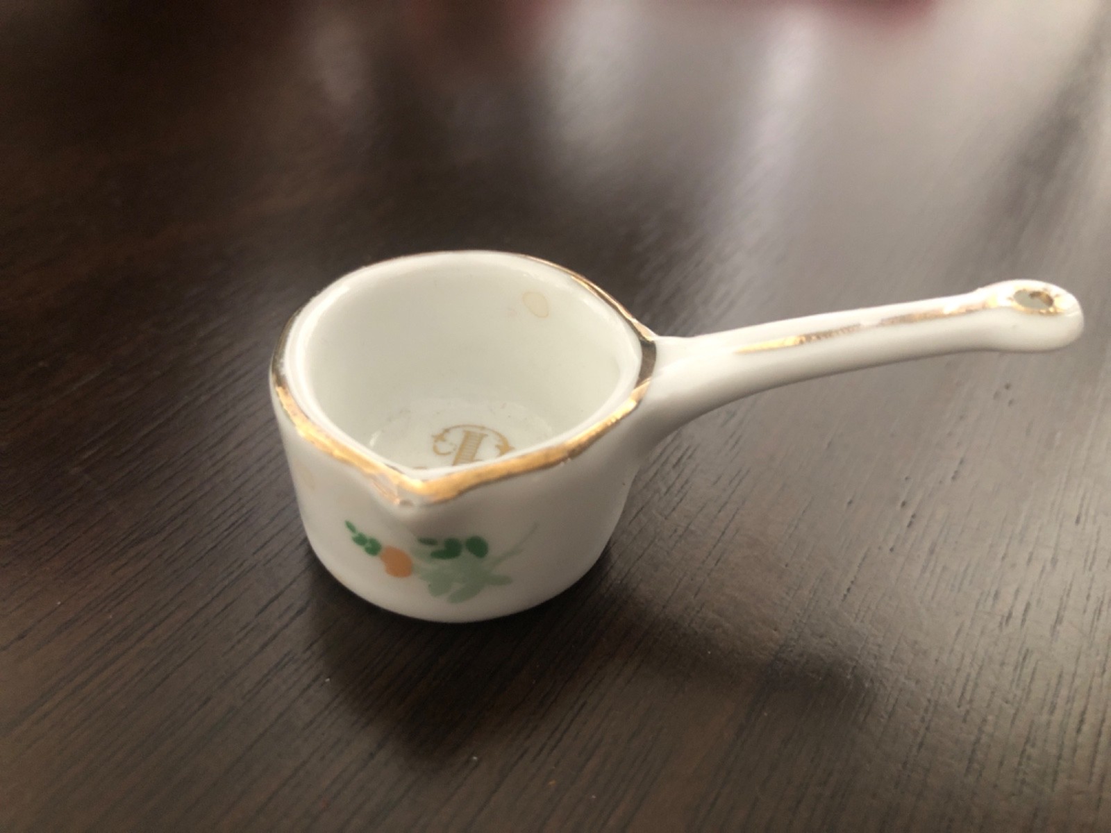 Vintage Lassere Restaurant Paris Advertising  Miniature Porcelain Sauce Pot