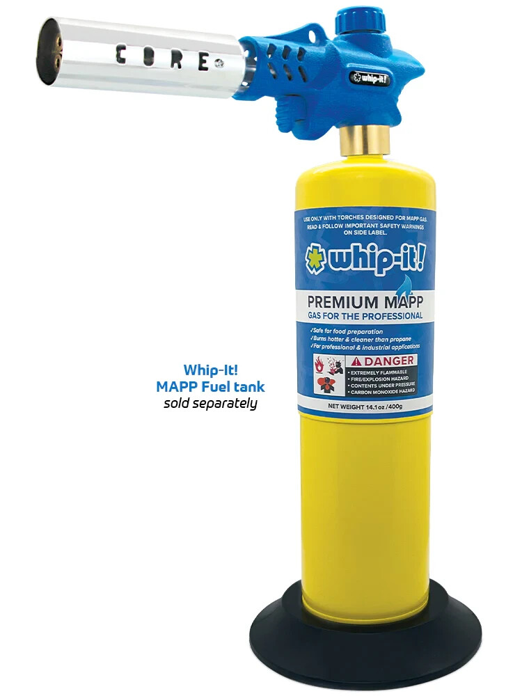 WHIP IT CORE TORCH SEARING POWERFUL 4 FLAME PROPANE MAP GAS NO PROPANE fuel