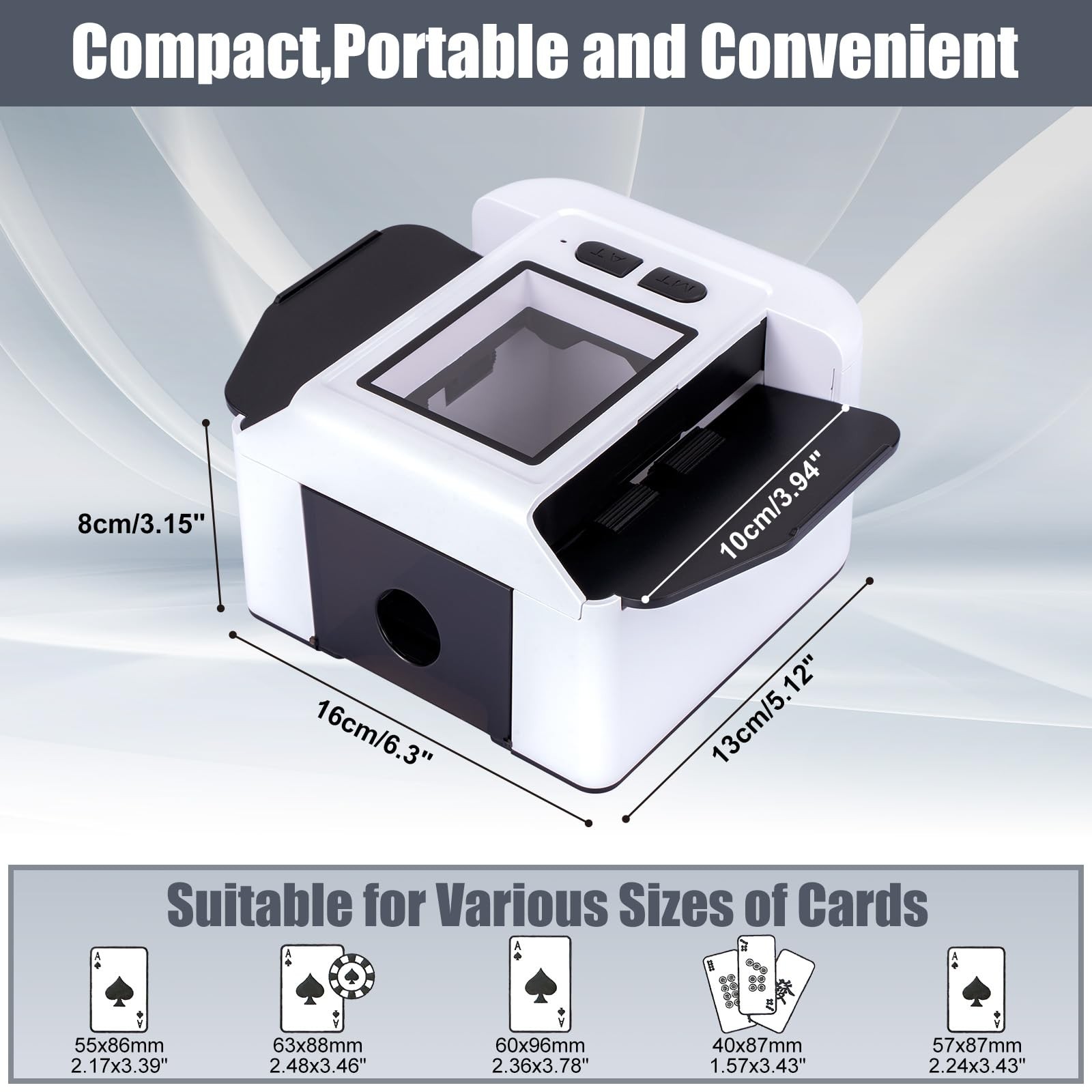 Automatic Card Shuffler, Rechargeable Portable UNO Shuffler Machine with Dual...