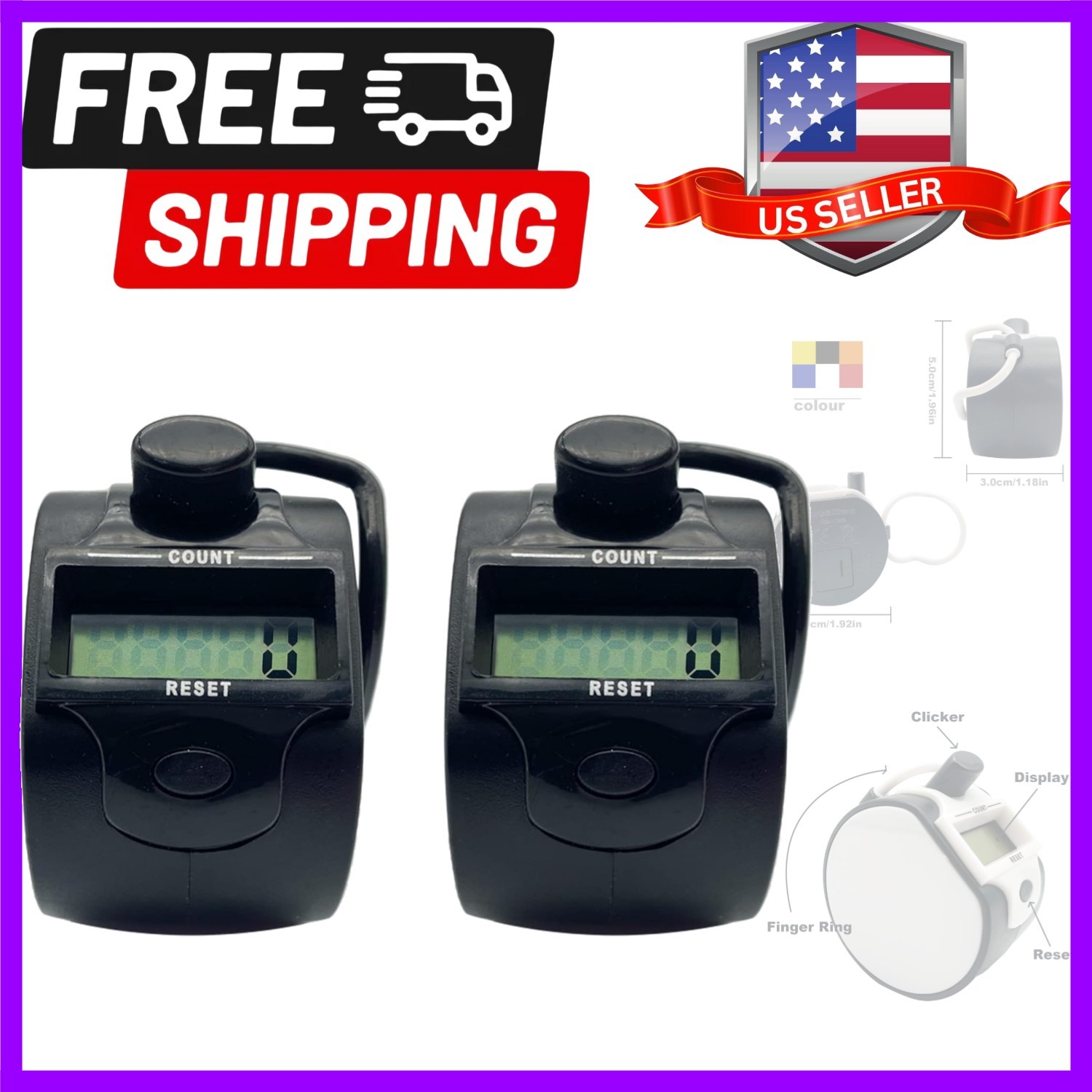 Tally Counter Digital LCD Electronic Handheld 5-Digit Number Count Clicker