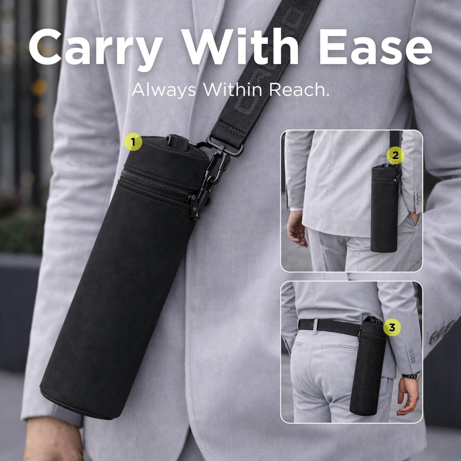 Travel Umbrella 46" Windproof Compact with Case & Strap - Portable for Active