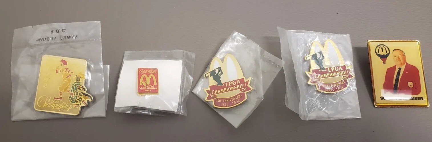 Lot of 5 Mcdonalds Vintage LPGA championship pins 1992 1995 NEW 40th Anniversary