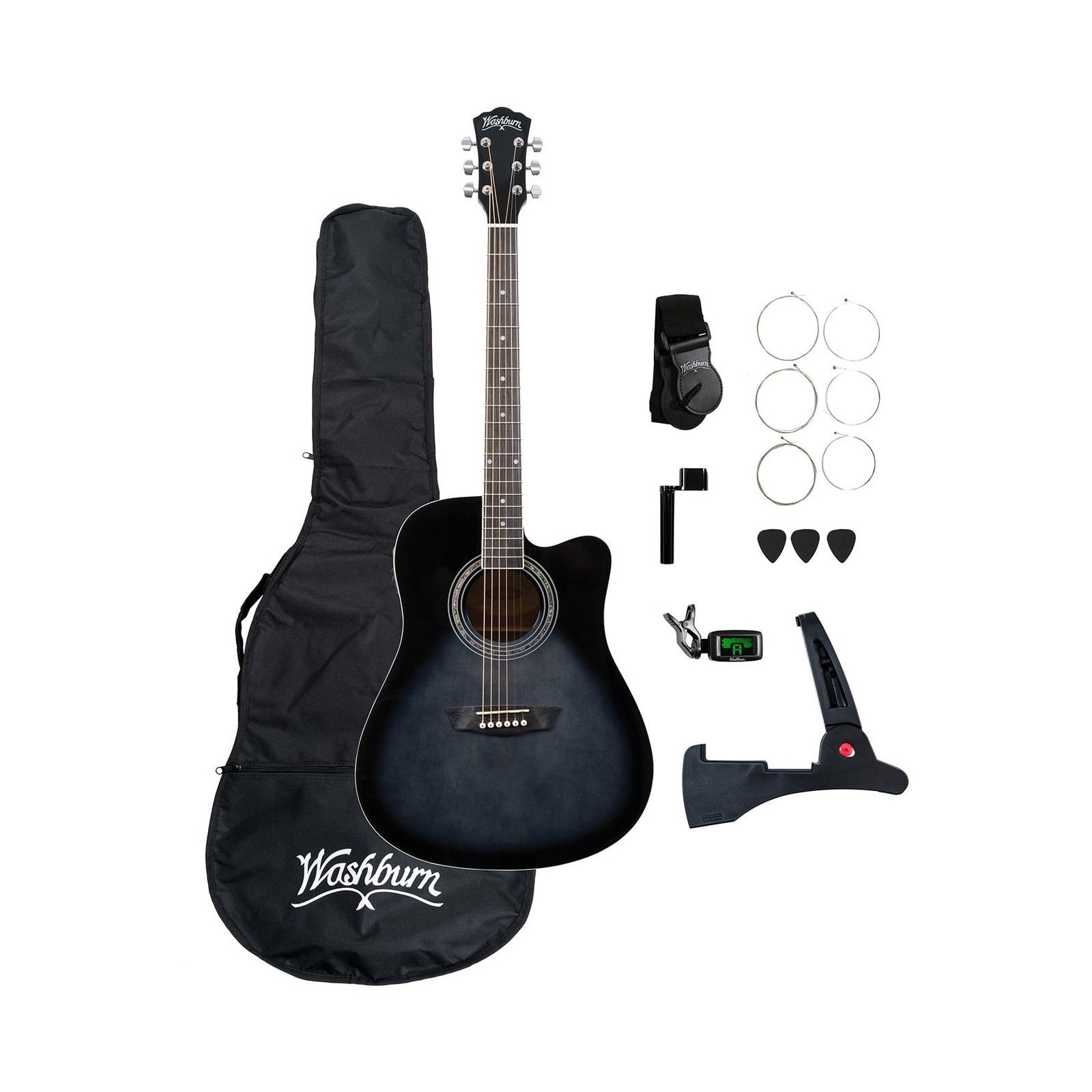 Washburn WA90CE Acoustic-Electric Guitar Kit – Dreadnought Cutaway, Built-