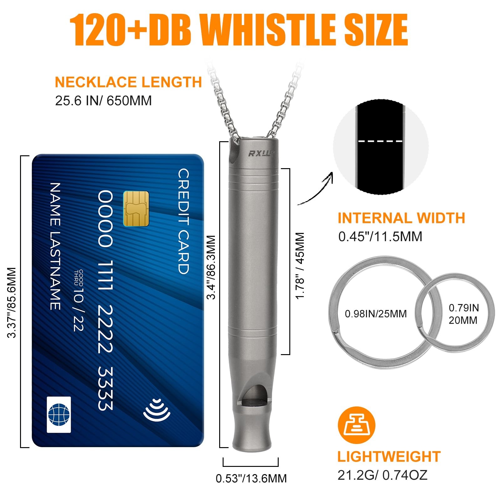 RXLUY Titanium Emergency Whistle with Hidden Pill Holder Case, Portable Water...