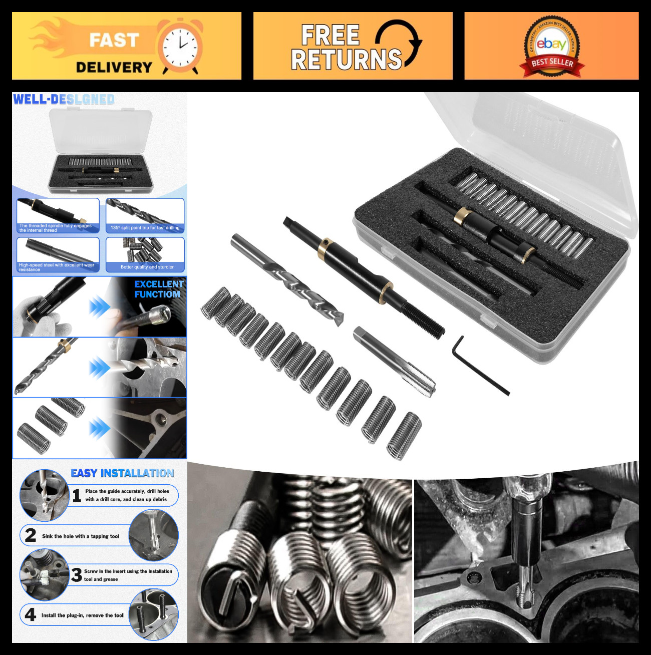 Metric Head Bolt Thread Repair Kit M11X1.5 for Cadillac, Toyota - High Strength,