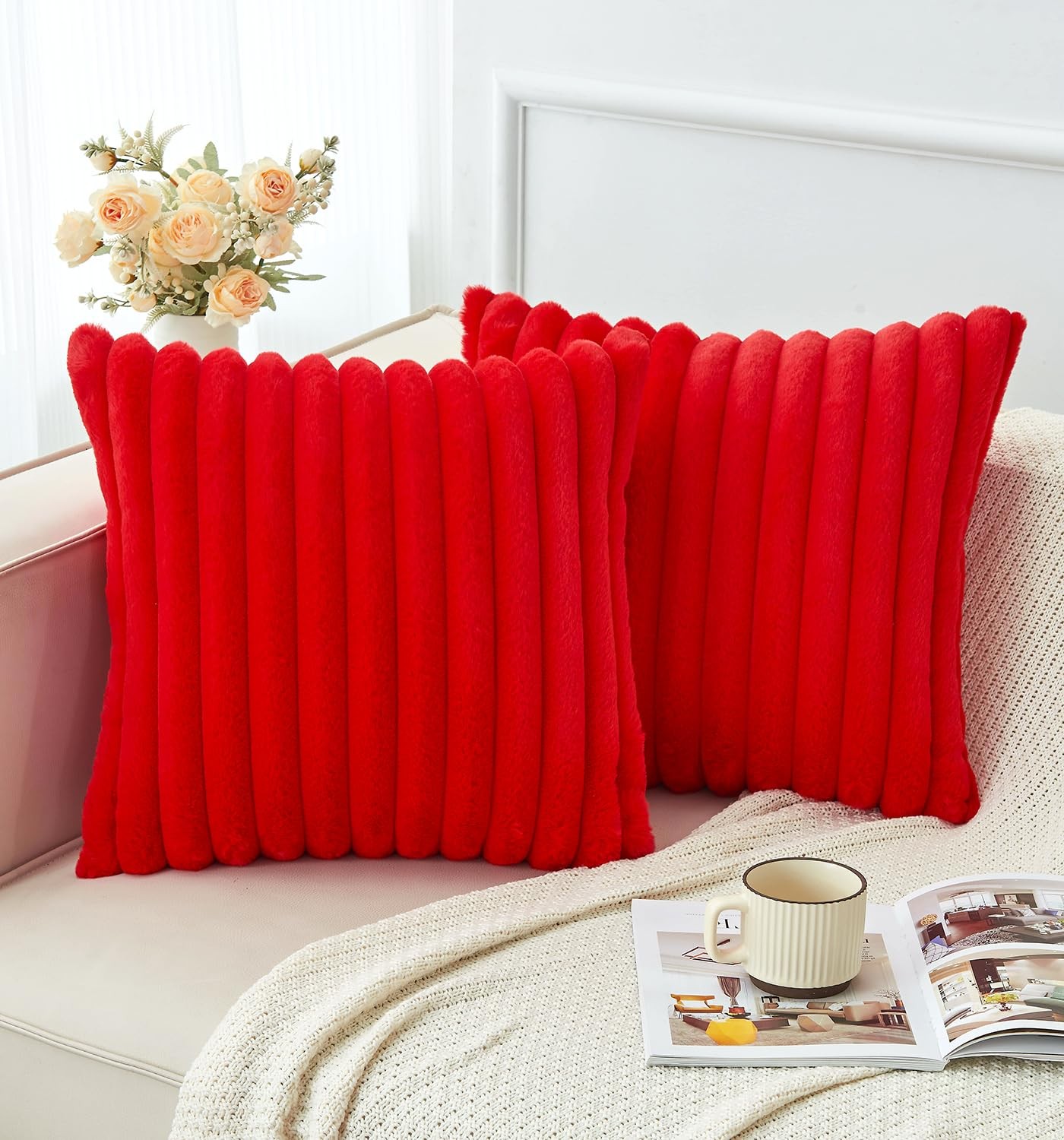 GriNeed Pack of 2 Christmas Red Pillow Covers 18" x (Pack 2),