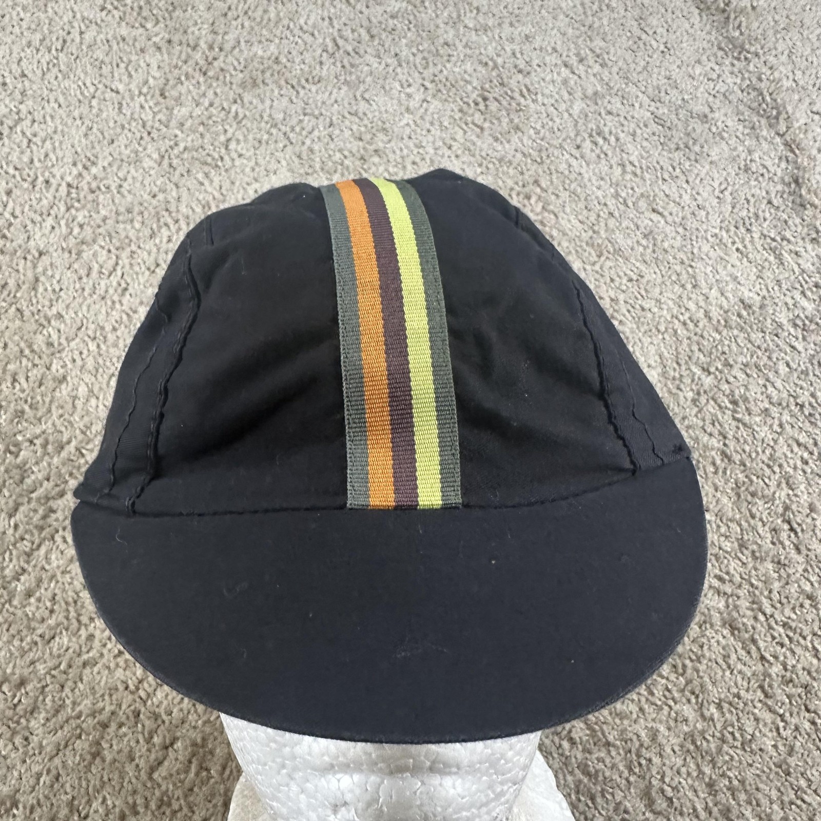 Rapha Cycling Cap Hat Mens Large Black Striped Cotton Logo Road Bike Lightweight