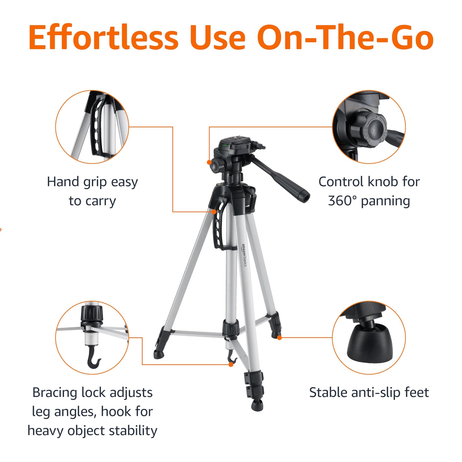 Retailer Basics 60 inch Lightweight Tripod with Bag, Black