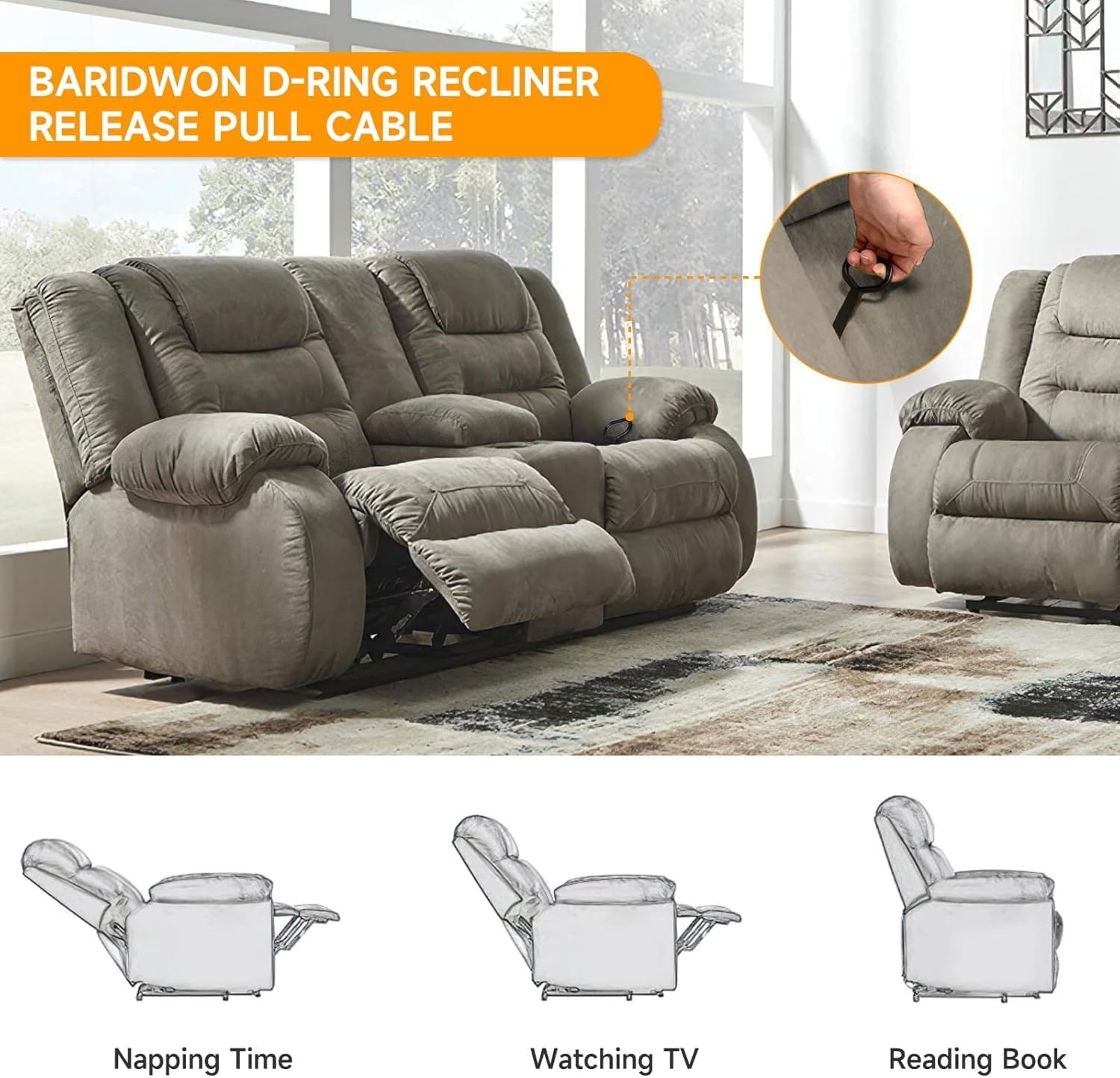 2 Pack Universal Sofa Recliner Cables Couch Release Cable Recliner Replacemen...
