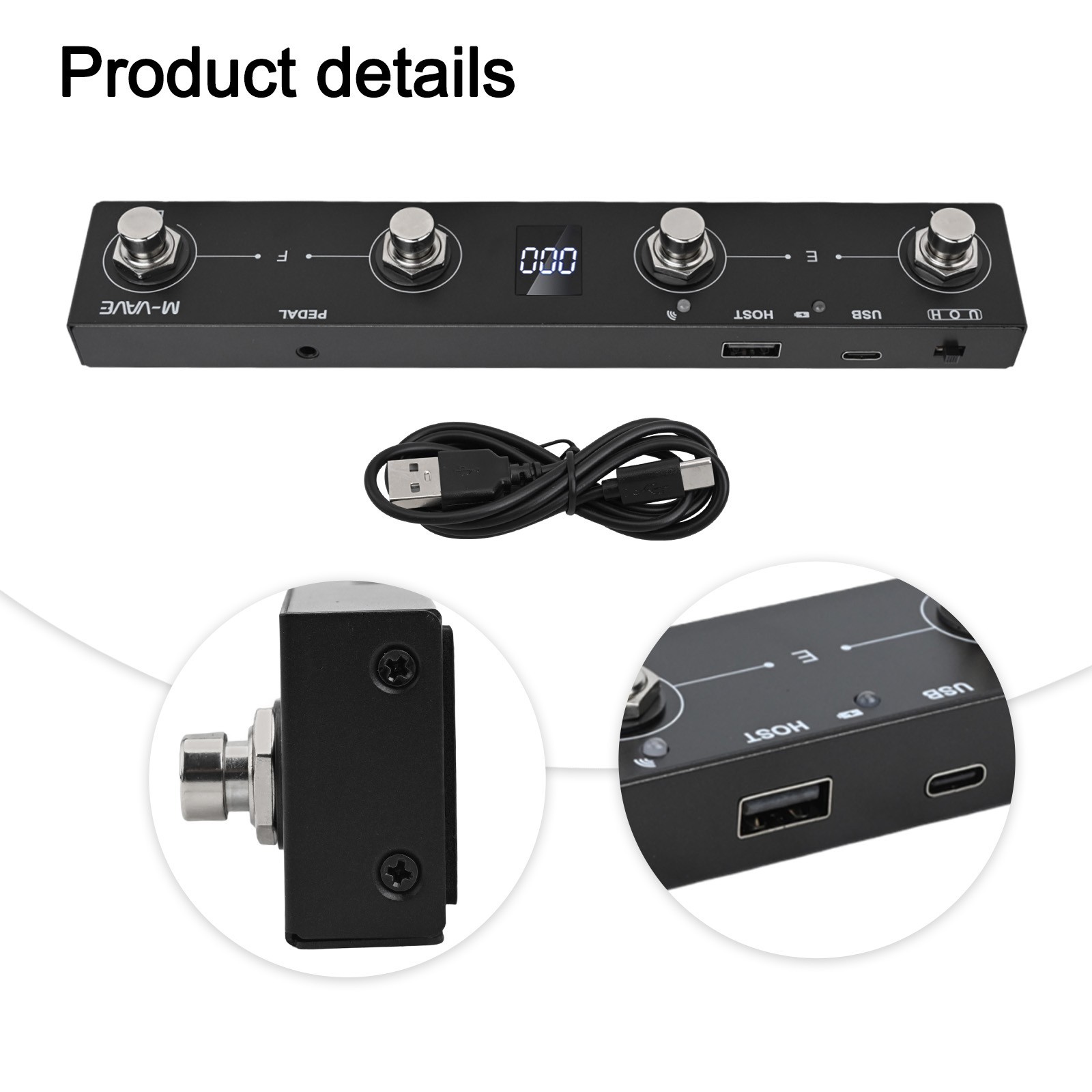 For MIDI Footswitch Controller Rechargeable 4 Buttons For-Musicians For MVAVE
