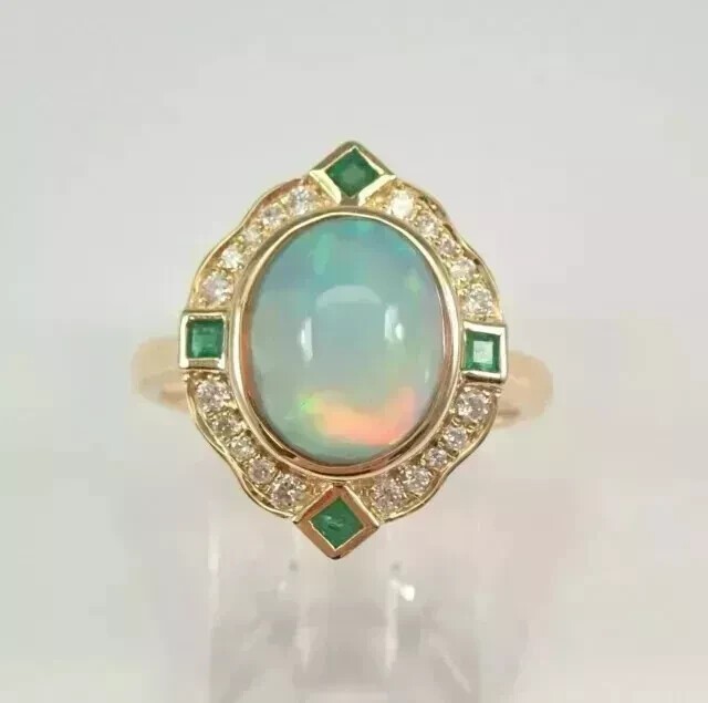 5.00Ct Oval Cut Lab-Created 14K Yellow Gold Plated Fire Opal Halo Wedding Ring