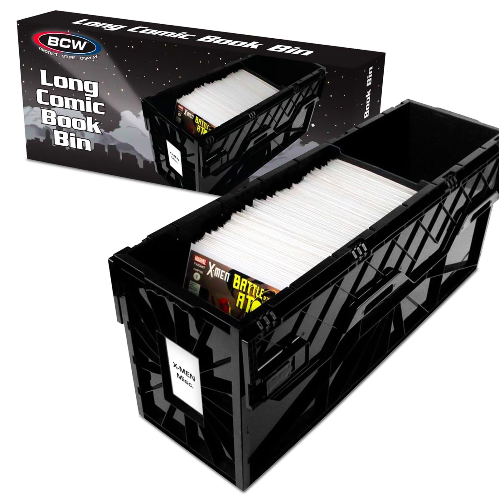 BCW Long Comic Book Bin - 1 Pack | Heavy Duty Comic Book Storage Box | Stacka...