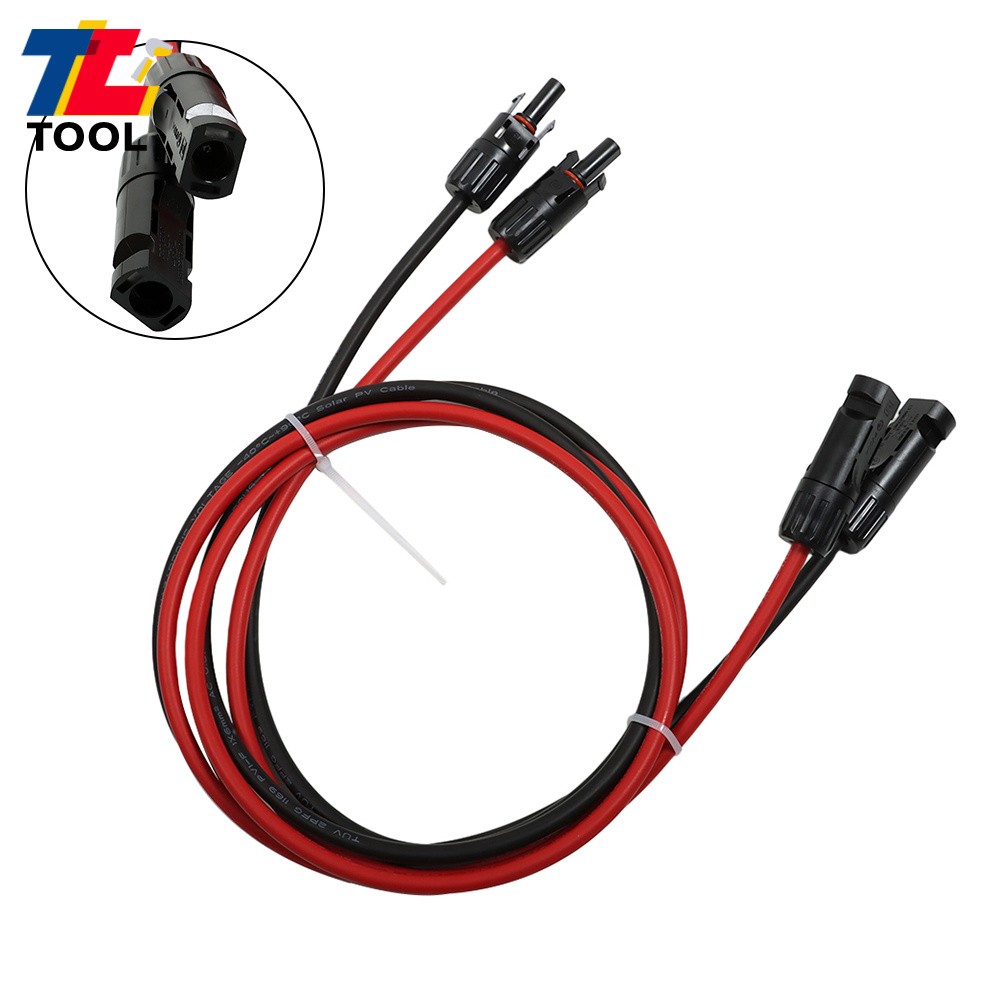1 Pair 5ft 10AWG Black + Red Solar Panel Extension Cable Wire Connector