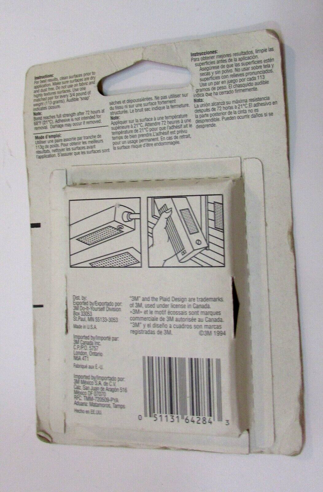 Two 3M New Vintage 1994 Self Stick Interlocking Hook and Loop Fasteners 1x3 Inch