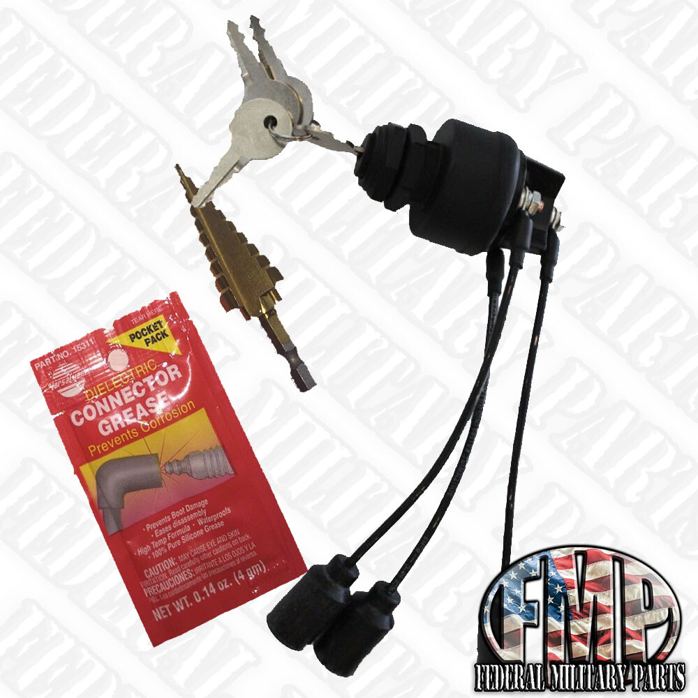 Install Kit + Black Keyed Ignition Switch Fits Humvee M998 Plug & Play H1