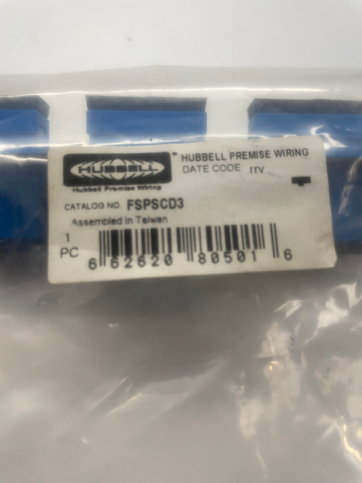 Hubbell FSPSCD3 Adapter Panel with 3 SM/MM SC Duplex Adapters Blue (2695)