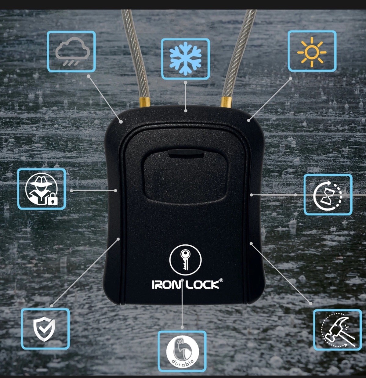 Realtor Key Lock Box Combination Lock Safe Wall Mount Portable Cable