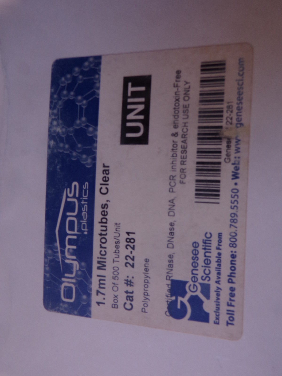 3X500 OLYMPUS 1.7ml Microtubes clear Cat. 22-281