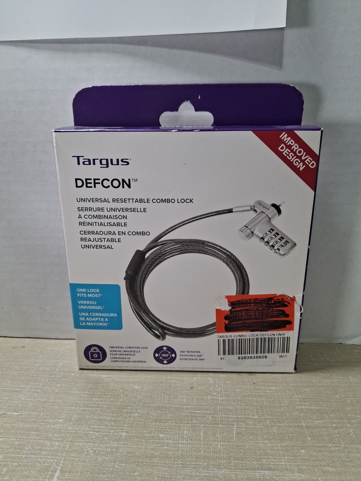 Targus DEFCON Ultimate Resettable Combo Combination Lock ASP96RGL