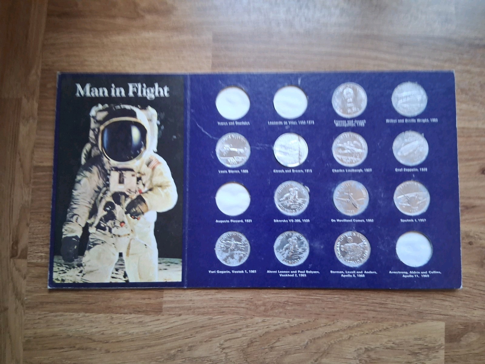 Man In Flight Shell Coin Token Collection 1970s Presentation Complete Near Set