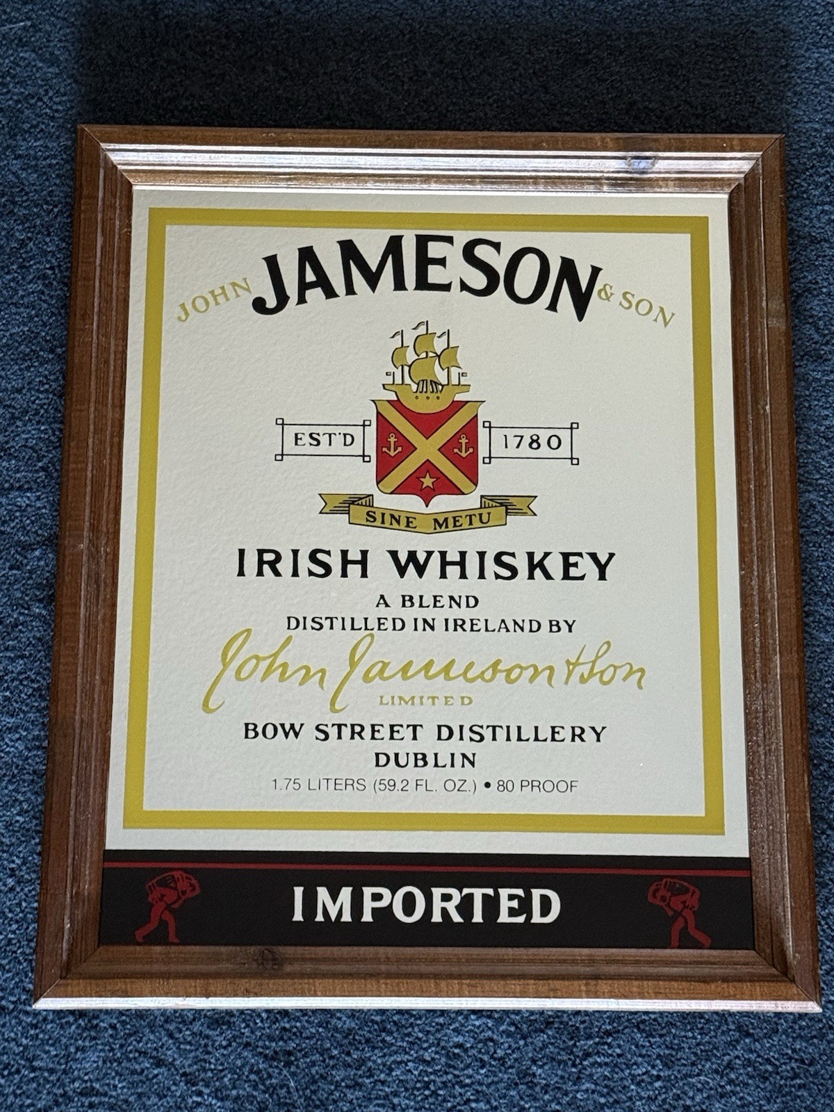 Jameson Irish Whiskey Advertising Mirror Sign Game Room Man Cave Bar Pub Dublin