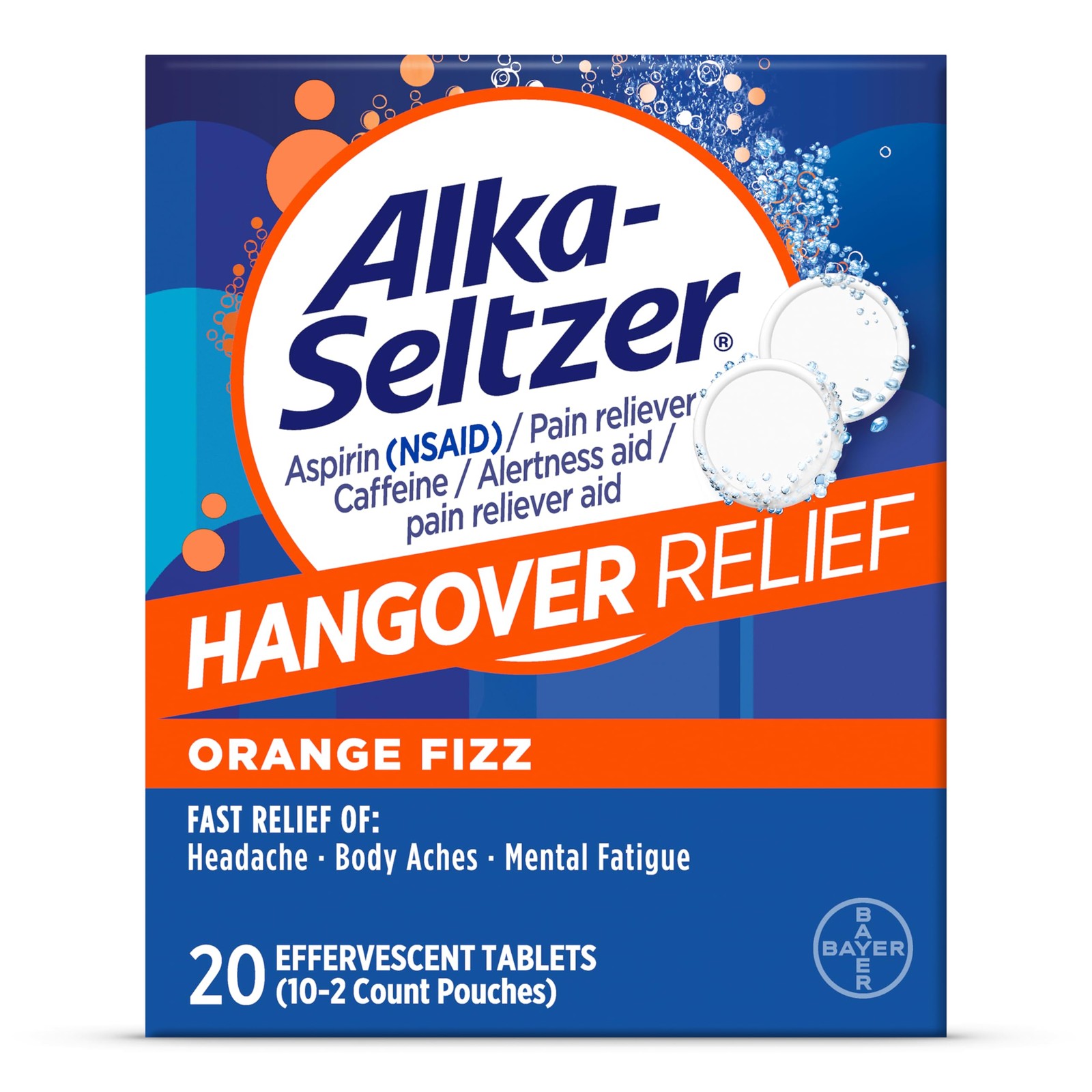 Alka-Seltzer Hangover Relief Effervescent Tablets Formulated 20 Count, White