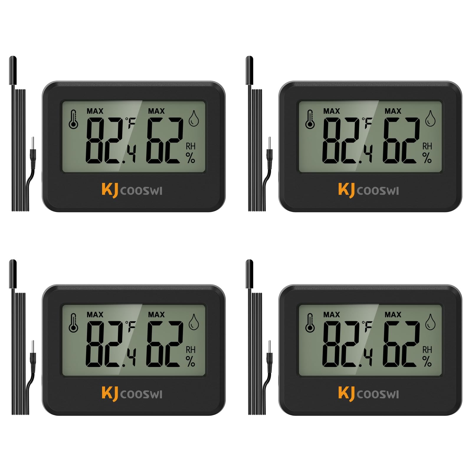 4PCS Mini Digital Hygrometer and Thermometer Reptile Thermometer with Extend ...
